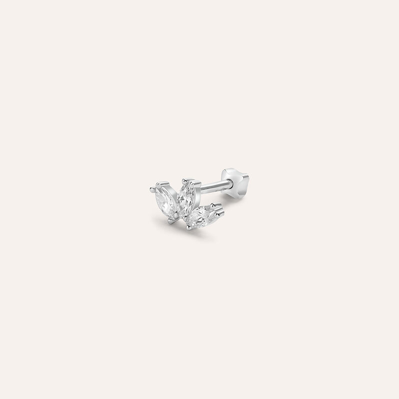 Piercing Orecchio Tragus Helix Conch Bon Ton Oro Bianco Cubic Zirconia - Spannringe Damen | OROVIVO