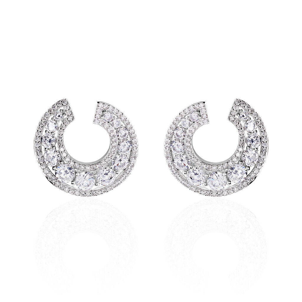 JELICA Damen Creolen Silber 925 Zirkonia Wei&szlig; 7,25 ct B 21,03 mm