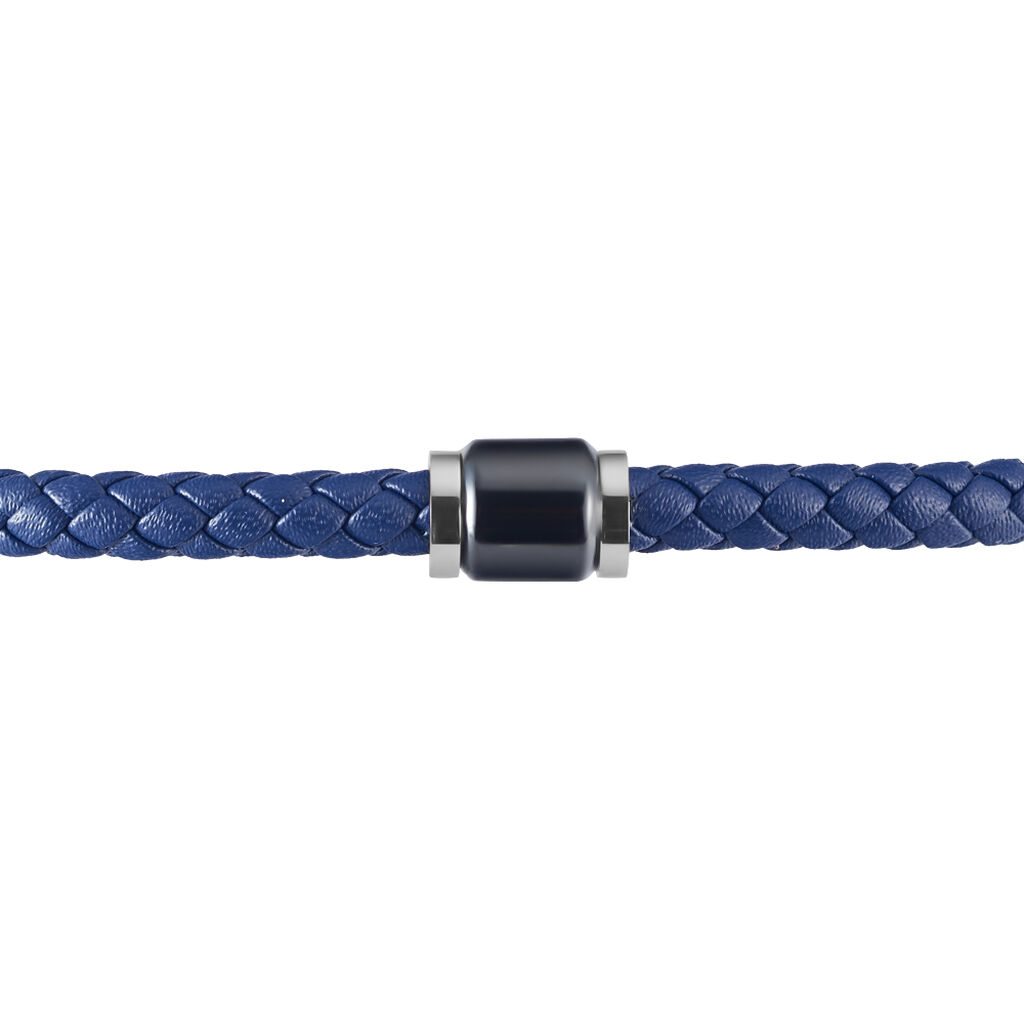 Bracelet Canice Acier Et Cuir Bleu - Spannringe Herren | OROVIVO