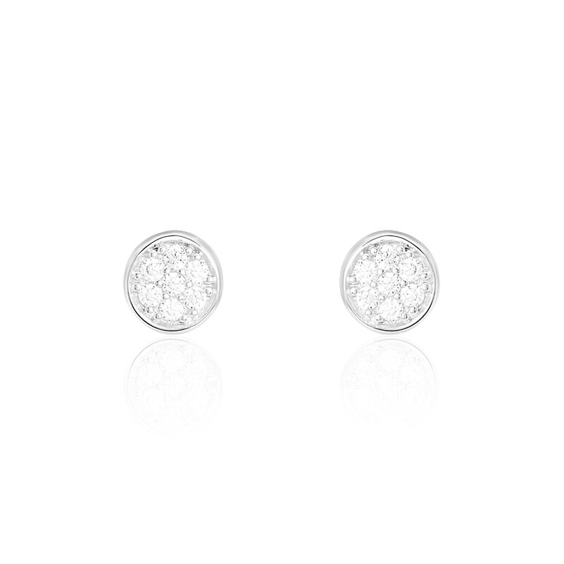 PASTILLE Damen Ohrstecker Wei&szlig;gold 375 (9 Karat) Zirkonia Wei&szlig; Kreis - Ohrstecker Damen | OROVIVO