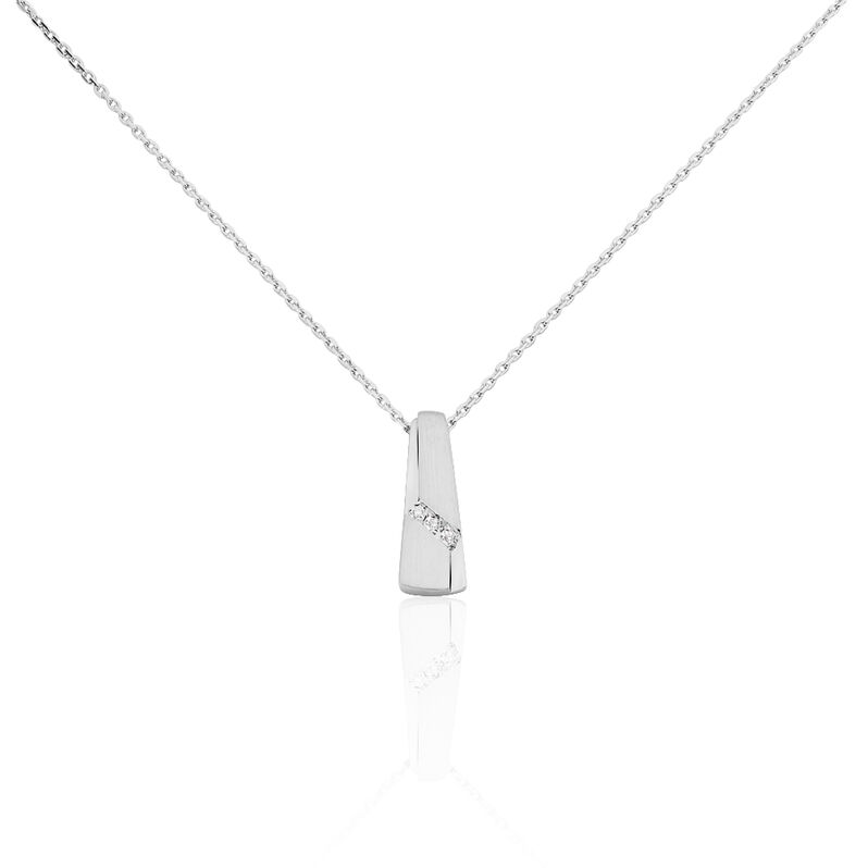 MATA Damen Collier Wei&szlig;gold 375 (9 Karat) Diamant Wei&szlig; 0,01 ct Rechteckig - Halsketten Damen | OROVIVO