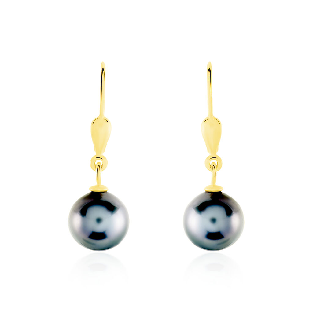 Boucles D'oreilles Puces Baroque Dormeuse Or Jaune Perle De Tahiti - Spannringe Damen | OROVIVO