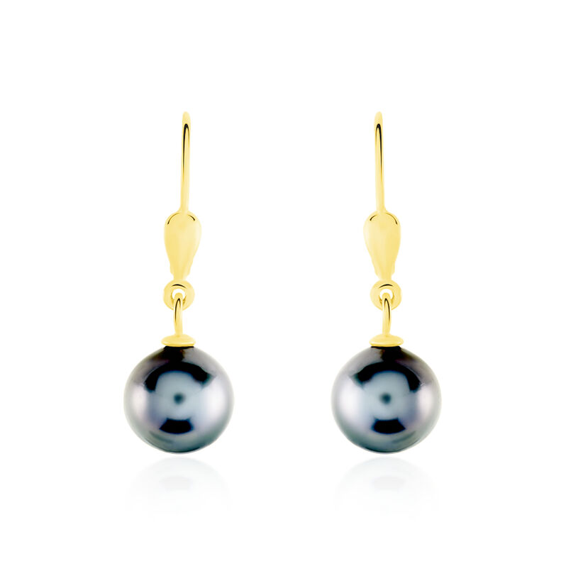 Boucles D'oreilles Puces Baroque Dormeuse Or Jaune Perle De Tahiti - Spannringe Damen | OROVIVO