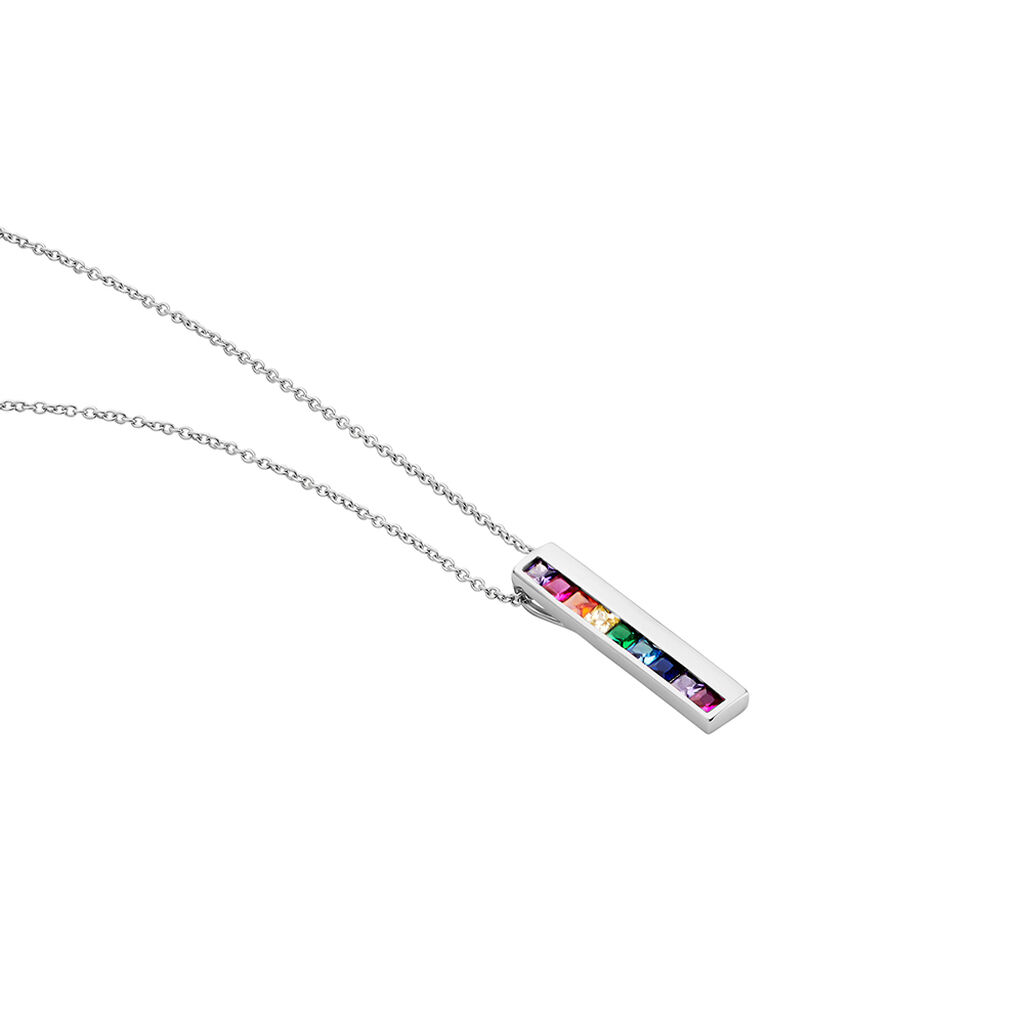 TRU Damen Collier Silber Silber 925 Zirkonia Violett 0,07 ct Barren