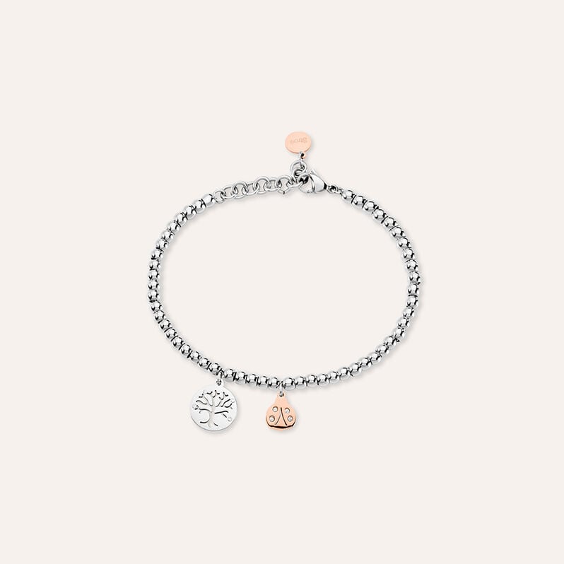 Bracciale Sunrise Acciaio Bicolore Bianco / Rosa Cristallo - Spannringe Damen | OROVIVO