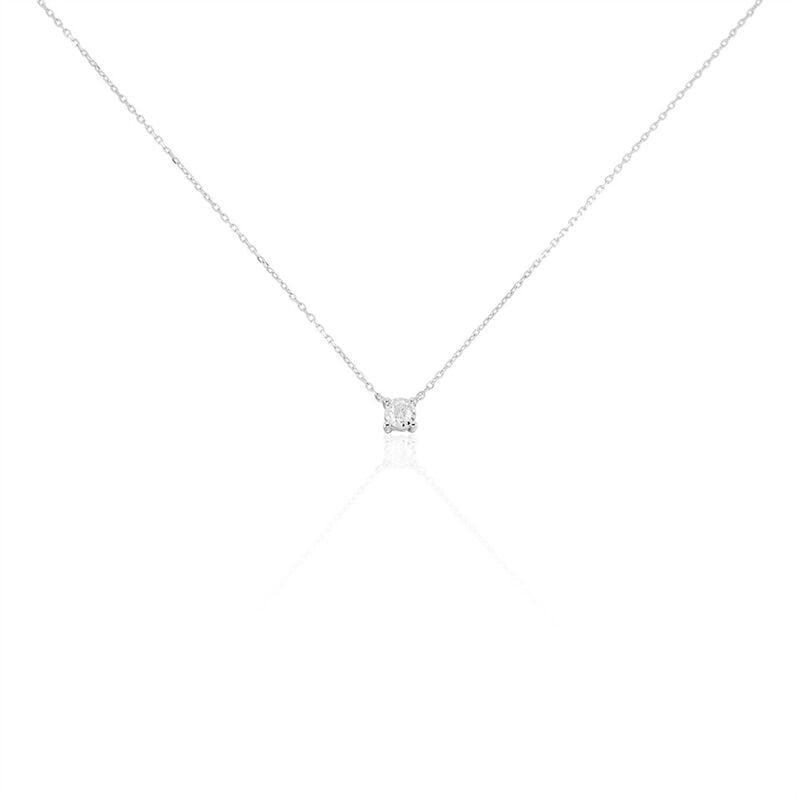 Damen Collier Weißgold 375 Diamant 0,07ct Viereck Illusion Pastille - Halsketten Damen | OROVIVO