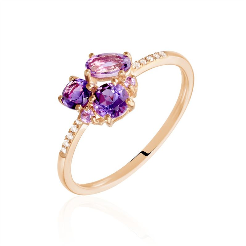 Bague Or Rose Amethyste Et Diamant - Spannringe Damen | OROVIVO