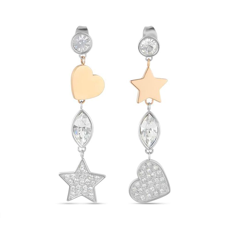 Orecchini Spaiati Sunrise Acciaio Bicolore Bianco / Rosa Cristallo - Spannringe Damen | OROVIVO