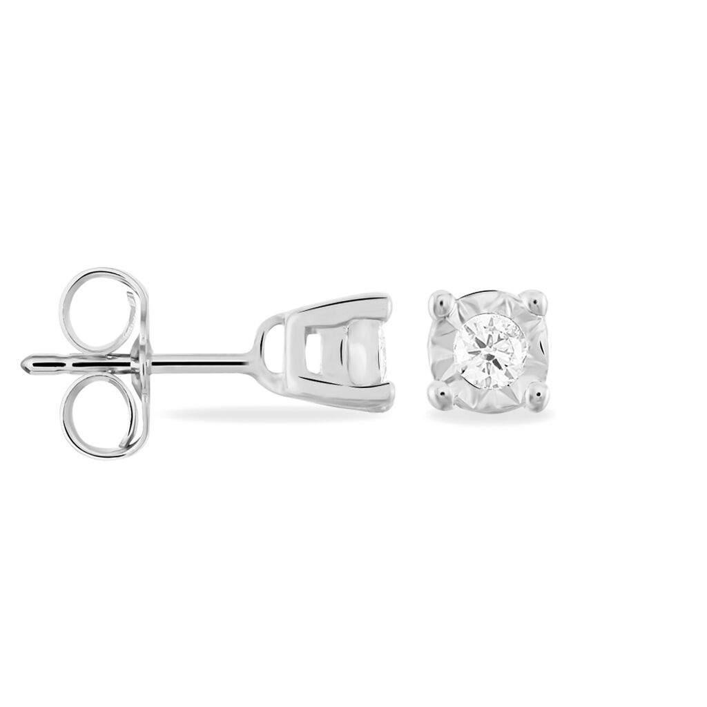 Illusion Damen Ohrstecker Wei&szlig;gold 375 (9 Karat) Diamant Wei&szlig; 0,03 ct