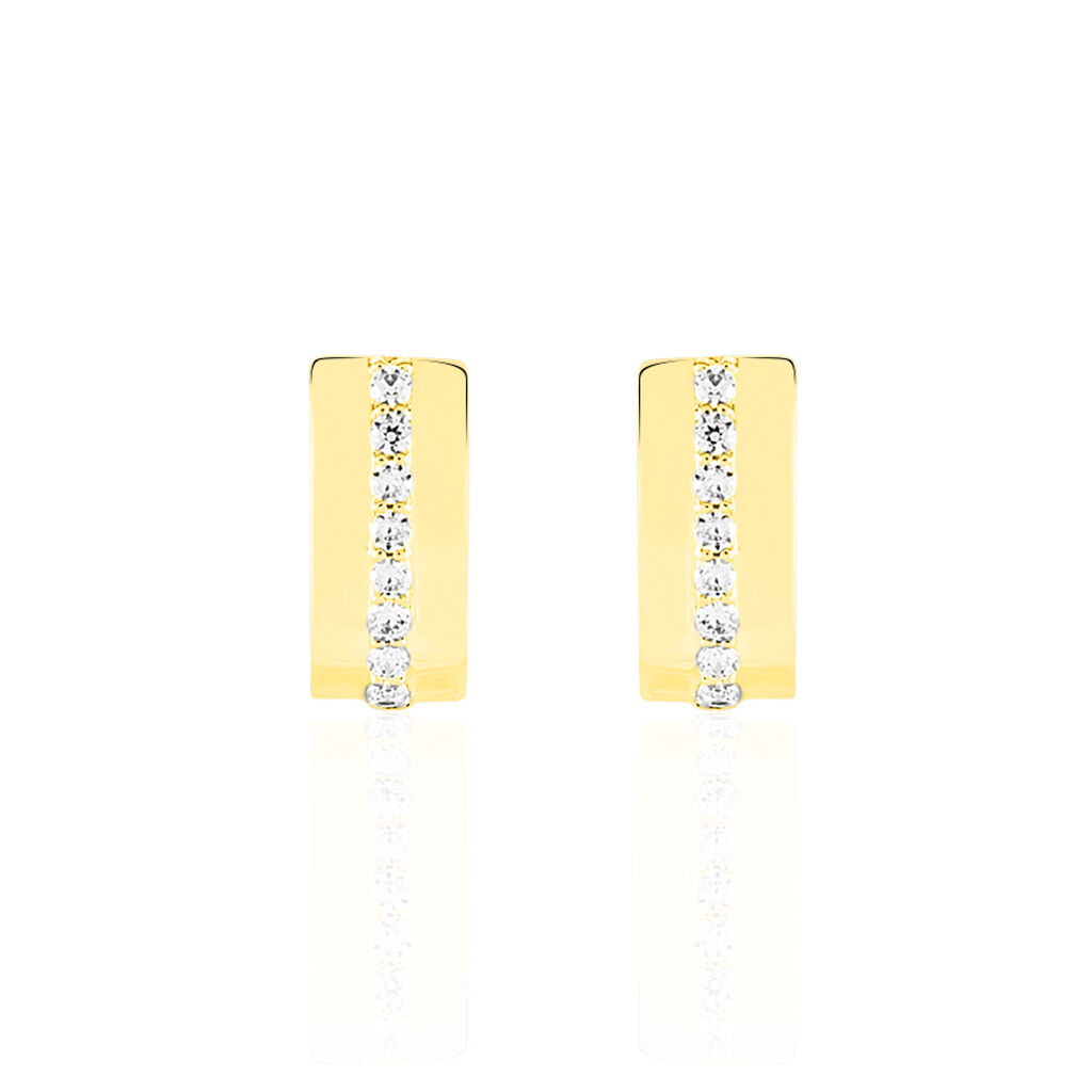 KATIANA Damen Creolen Gold 375 (9 Karat) Zirkonia Wei&szlig; 0,26 ct Rechteckig