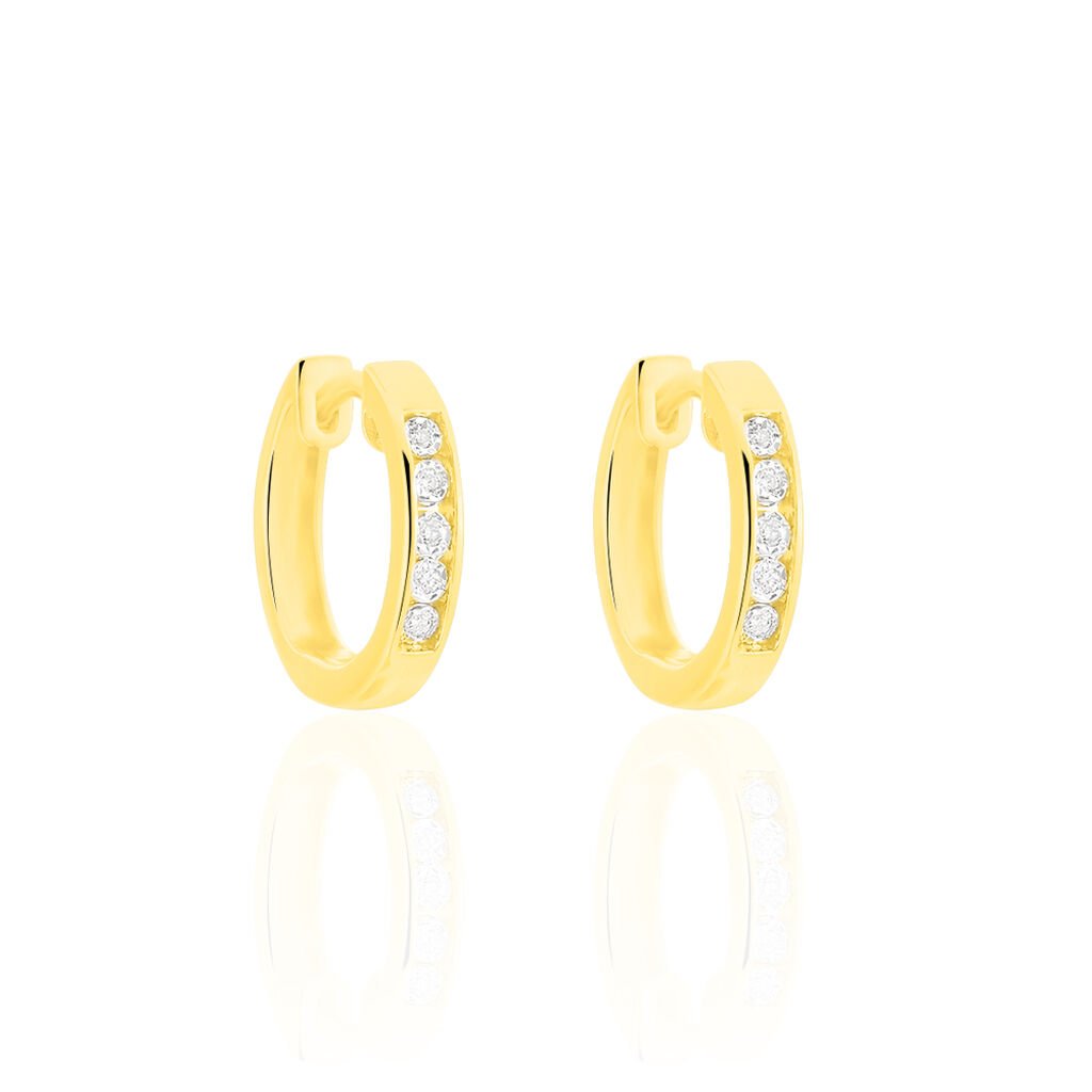 Damen Creolen Gold 375 (9 Karat) Diamant Wei&szlig; 0,04 ct B 3 mm