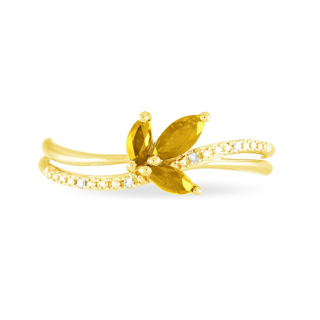Bague Angie Or Jaune Citrine Et Diamant - Spannringe Damen | OROVIVO
