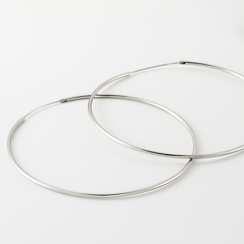 Creoles Argent Rhodie Flexibles Tube Lisse - Spannringe Damen | OROVIVO