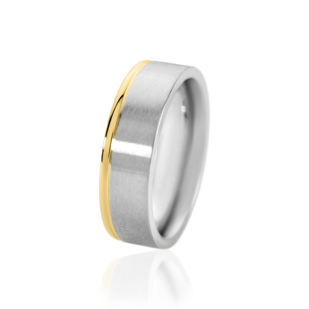 BOND Unisex Ring Edelstahl Bicolor Gold/Silber B 6 mm, Ring ohne Stein
