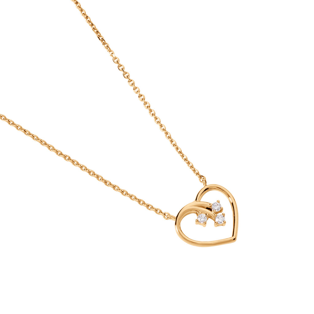 MOLLY Damen Collier Vergoldet Zirkonia Wei&szlig; Herz