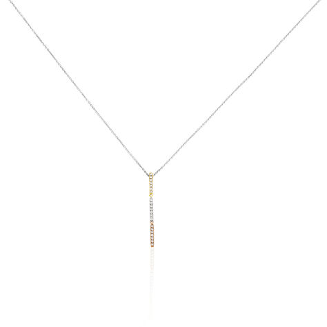Damen Collier Gold Tricolor 375 Diamant 0,13ct Line 2 45cm - Halsketten Damen | OROVIVO