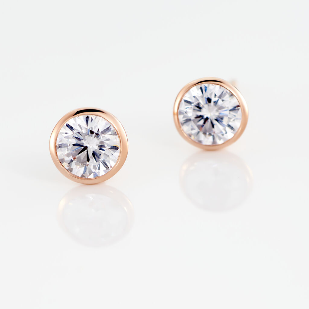 DARINA ZARGE Damen Ohrstecker Rosegold 375 (9 Karat) Zirkonia Wei&szlig; 1,66 ct