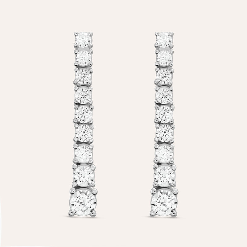 Orecchini Pendenti Tennis Claire Oro Bianco Cubic Zirconia - Spannringe Damen | OROVIVO