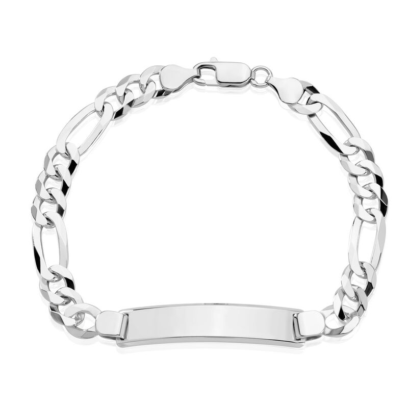 Herren ID Armband Silber 925 Figaro S Id 2,1cm 75mm - Armbänder Herren | OROVIVO