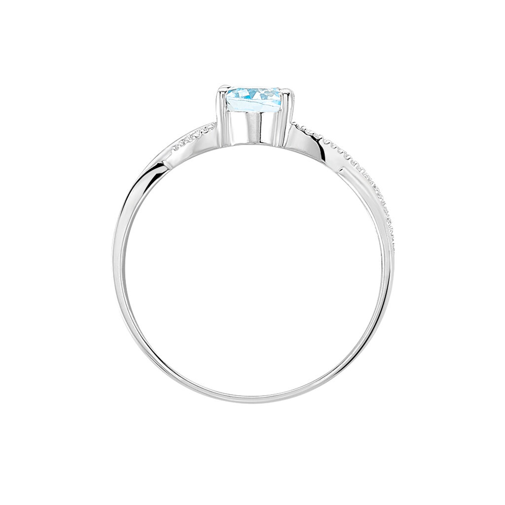 CANDICE Damen Ring Wei&szlig;gold 375 (9 Karat) Topas Blau 0,920 ct Welle