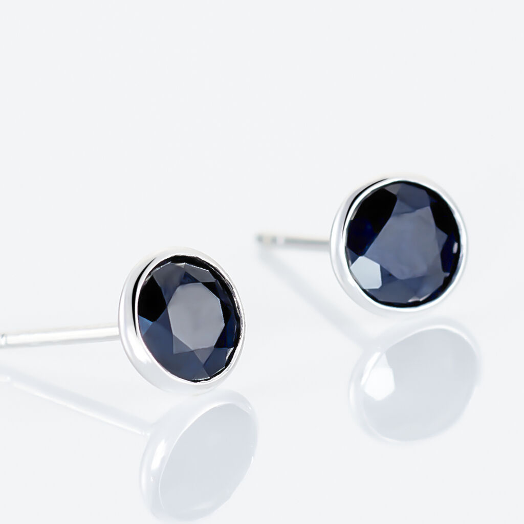 Damen Ohrstecker Weißgold 375 Saphir Schwarz Edy Zarge 2  - Ohrstecker Damen | OROVIVO