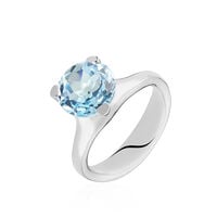 Damen Ring Weißgold 375 Topas Blau 4,5ct Hakko 
