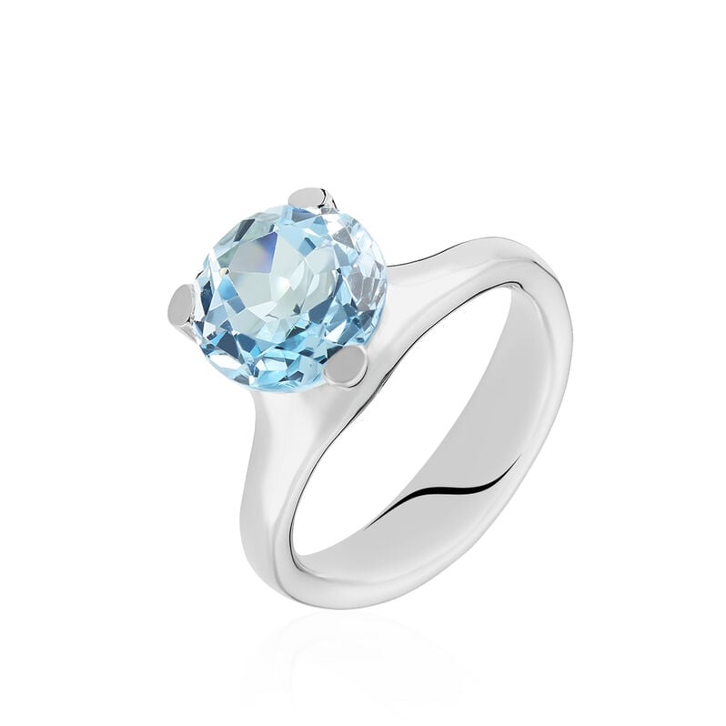 Damen Ring Weißgold 375 Topas Blau 4,5ct Hakko  - Solitärringe Damen | OROVIVO