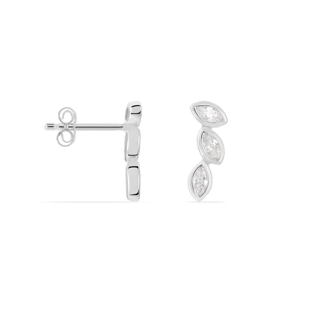 ELOHANE 50 Damen Ohrschmuck Silber 925 Zirkonia Wei&szlig; Blatt