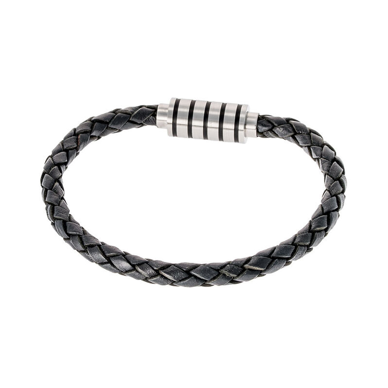 Herren Lederarmband Edelstahl Schwarz - Armbänder Herren | OROVIVO