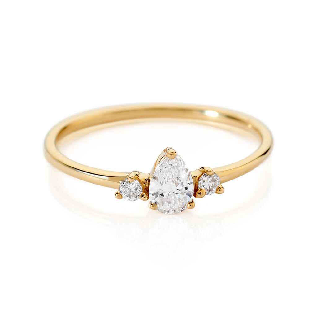 ALYSSA Damen Ring Gold 375 (9 Karat) Synthetischer Diamant Wei&szlig; 0,21 ct