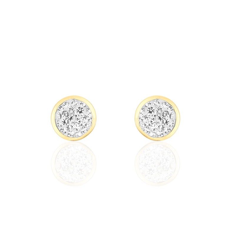 EDMEE CERCLE 1 Damen Ohrstecker Gold 375 (9 Karat) Strass Wei&szlig; Kreis - Ohrstecker Damen | OROVIVO