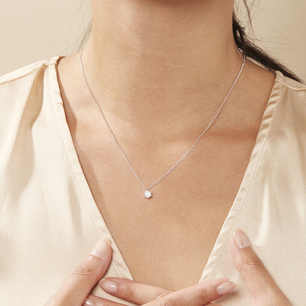 Sonate Damen Collier Weißgold 750 (18 Karat) Synthetischer Diamant Weiß 0,41 ct - Halsketten Damen | OROVIVO