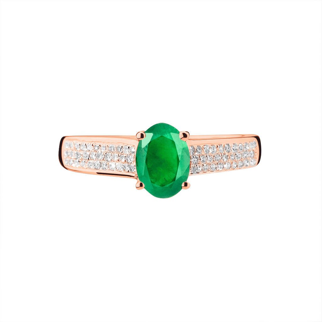 Bague Crista Or Rose Emeraude Et Diamant - Spannringe Damen | OROVIVO