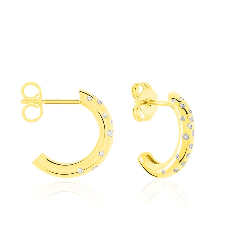 DELIA OV Damen Creolen Gold 375 (9 Karat) Diamant Wei&szlig; 0,18 ct - Creolen Damen | OROVIVO