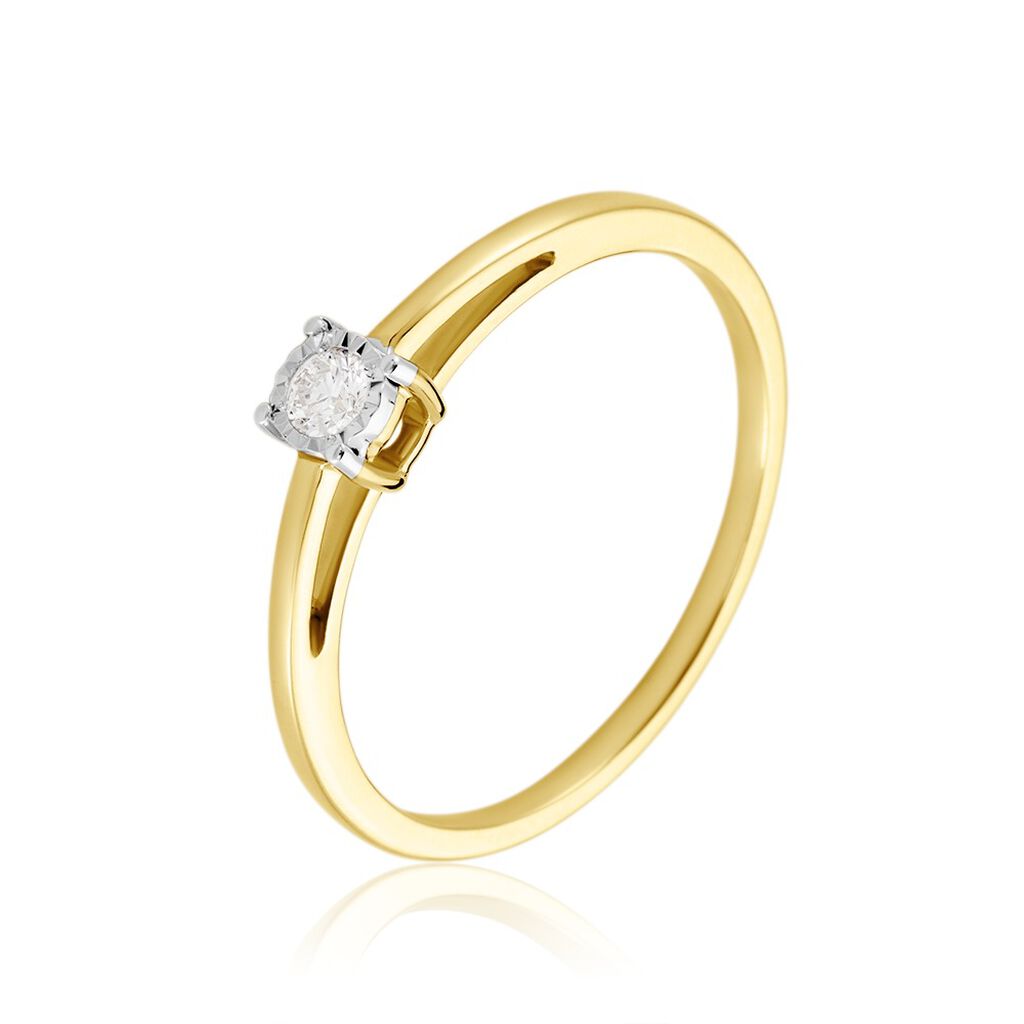 🦚 Damen Ring Gold 375 Diamant 0,07ct Viereck Illusion Pastille , Ring mit Stein
