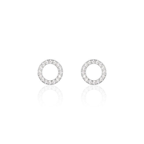 Damen Ohrstecker Silber 925 Zirkonia Wei&szlig; Kreis - Ohrstecker  | OROVIVO