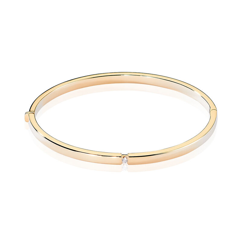 Damen Armreif / Armspange Gold 585 Rund Weiß Zora - Armreifen Damen | OROVIVO