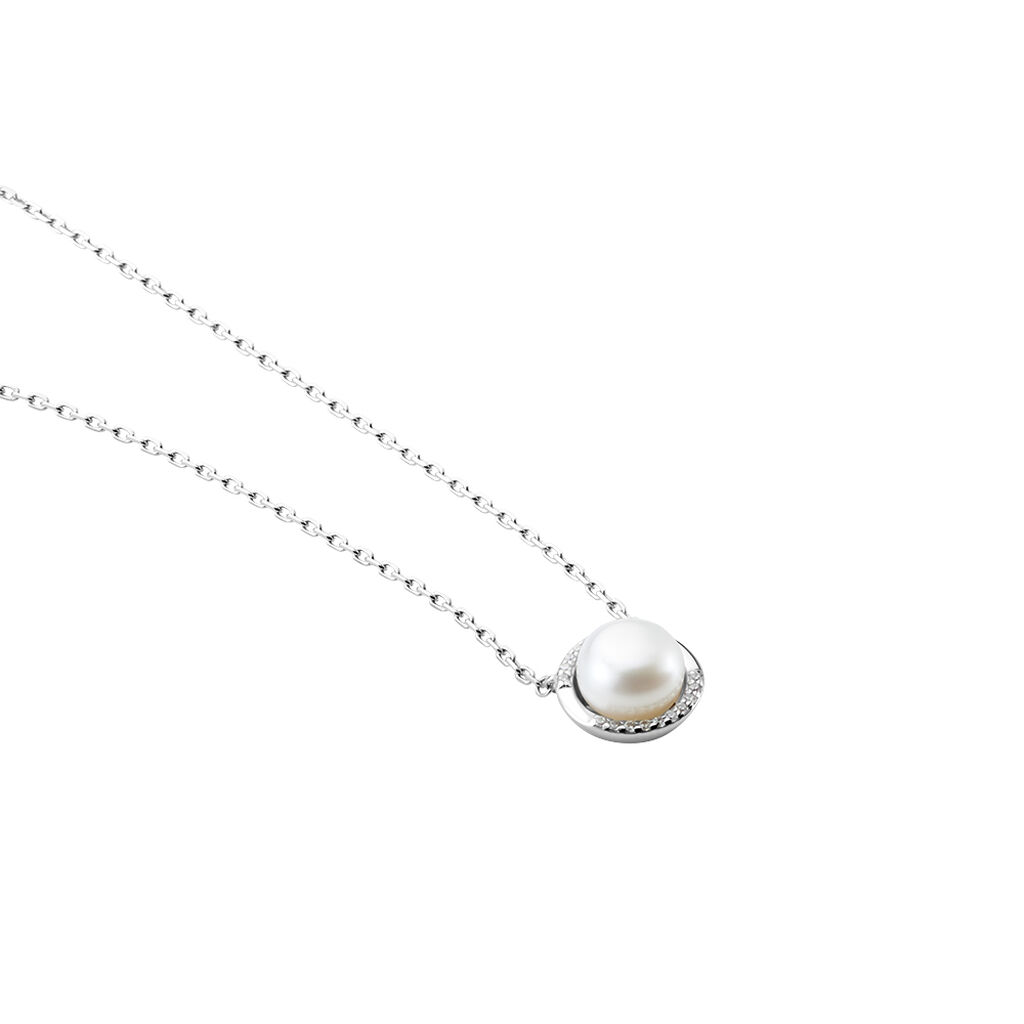 Damen Collier Silber 925 Zuchtperle Weiß Xenia - Halsketten Damen | OROVIVO