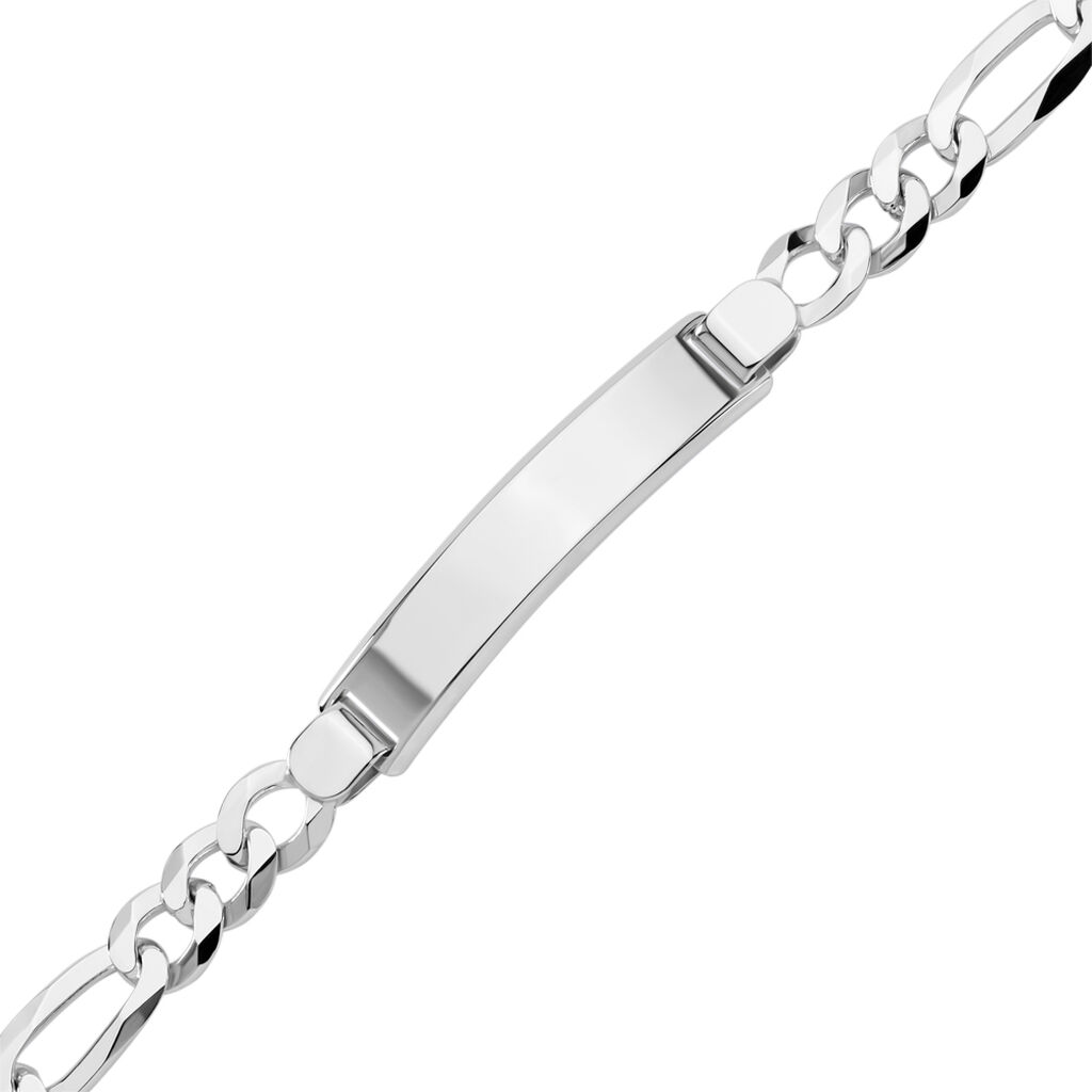 Herren ID Armband Silber 925 Figaro S Id 2,1cm 75mm - Armbänder Herren | OROVIVO