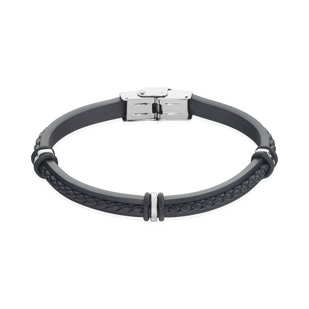 Herren Lederarmband Edelstahl Schwarz - Armbänder Herren | OROVIVO