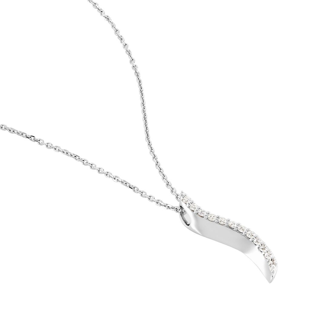LATA Damen Collier Wei&szlig;gold 375 (9 Karat) Diamant Wei&szlig; 0,1 ct Welle