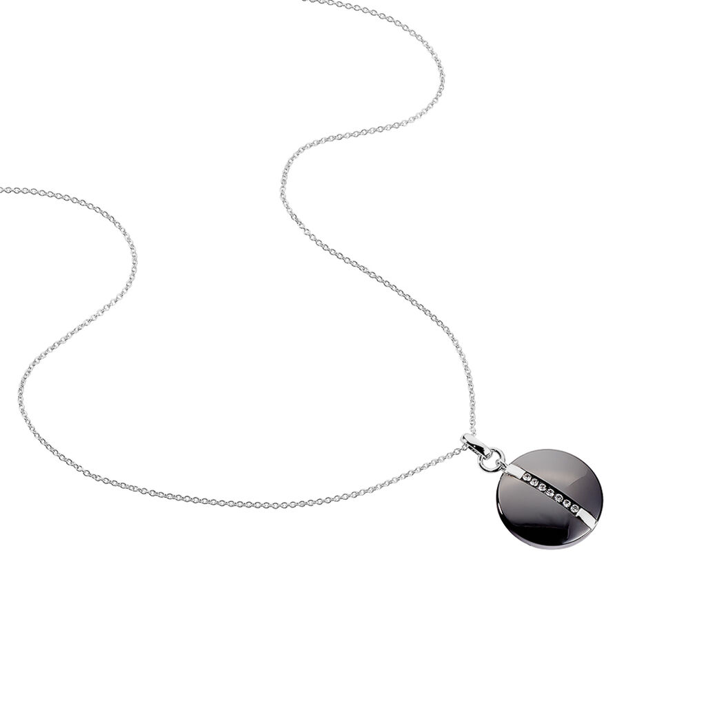 Collier Argent Blanc Céramique Et Strass - Spannringe Damen | OROVIVO
