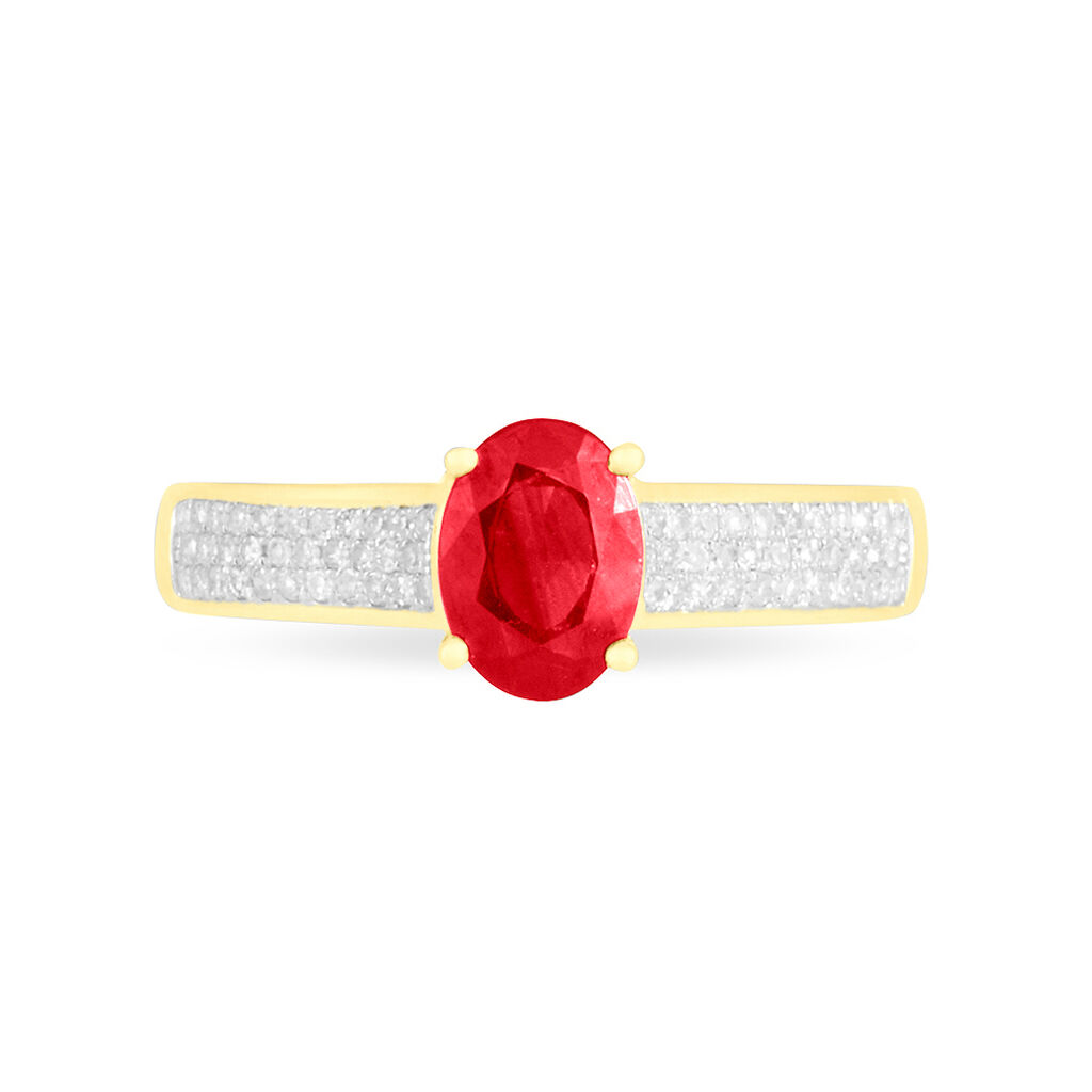 Bague Crista Or Jaune Rubis Et Diamant - Spannringe Damen | OROVIVO