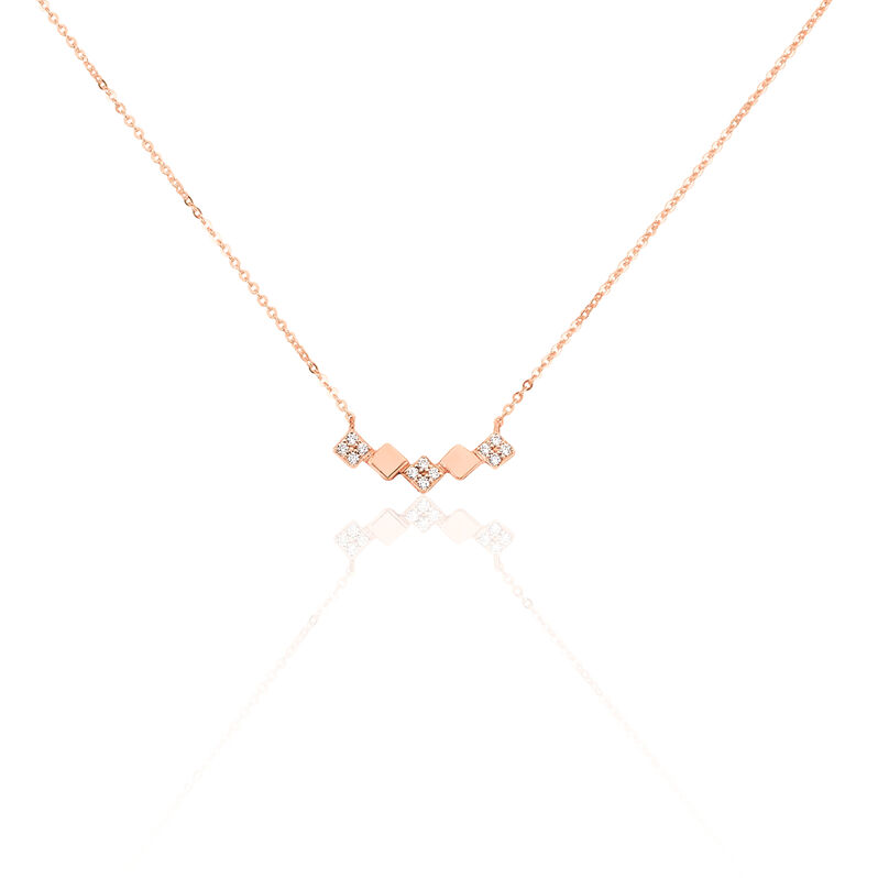 Collier Or Rose Barrette Carres Oxydes - Spannringe Damen | OROVIVO