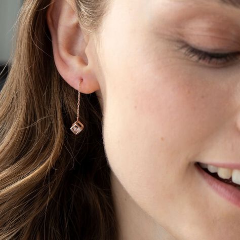 Damen Ohrstecker Lang Silber 925 Rosé Vergoldet - Ohrringe mit Stein Damen | OROVIVO