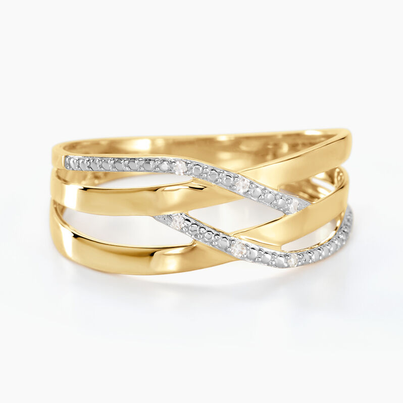 Bague Or Jaune Joassine Vagues Diamants - Spannringe Damen | OROVIVO