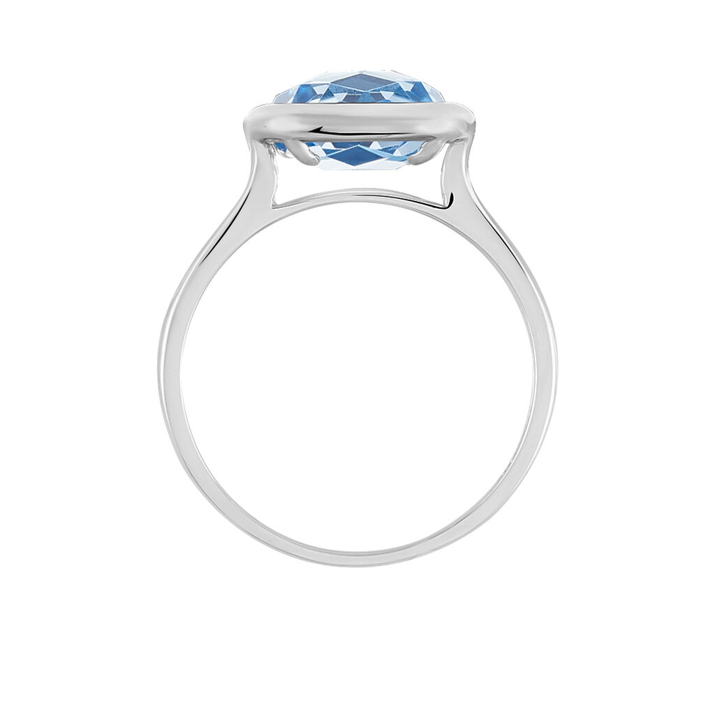 RUTHO Damen Ring Wei&szlig;gold 375 (9 Karat) Topas Blau 5,35 ct Kreis