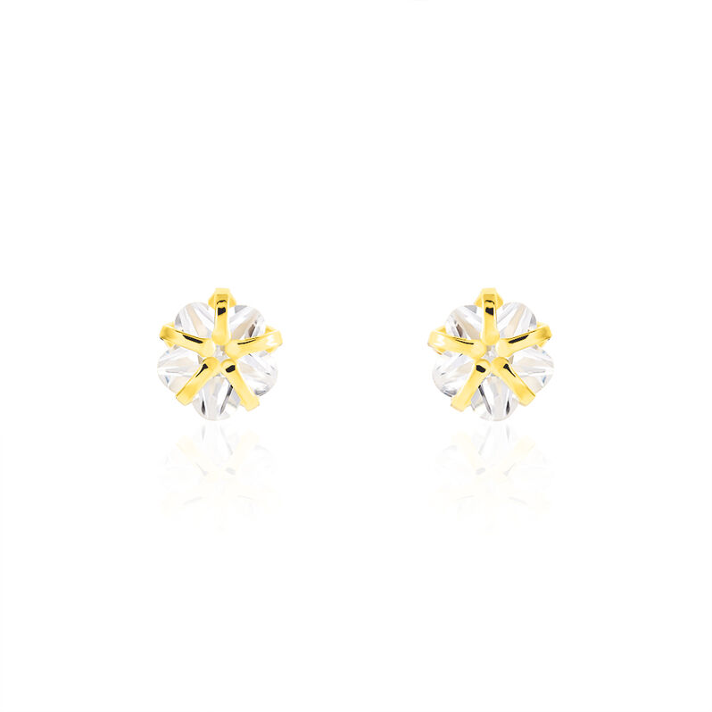 Damen Ohrstecker Gold 333 (8 Karat) Zirkonia Wei&szlig; Blume - Ohrstecker Damen | OROVIVO