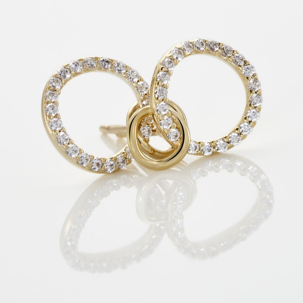 SAVANNA Damen Ohrstecker Gold 375 (9 Karat) Zirkonia Wei&szlig;