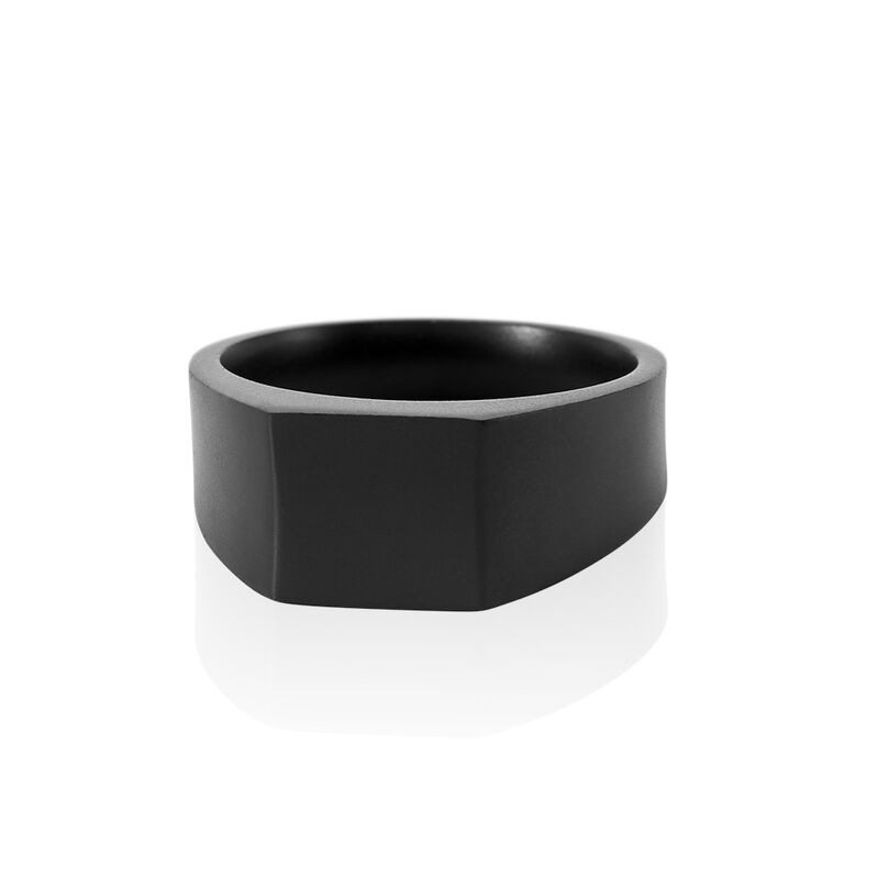OSKAR Herren Siegelring Edelstahl Schwarz Viereck B 9,6 mm - Siegelringe Herren | OROVIVO